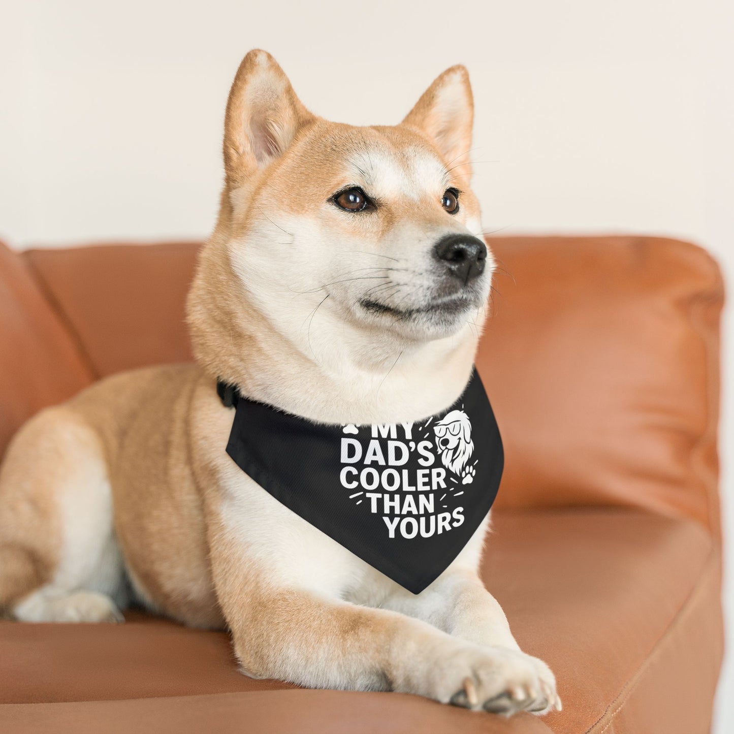 Father’s Day Dog Bandana – “My Dad’s Cooler Than Yours” | Adjustable Pet Gift for Dog Dads