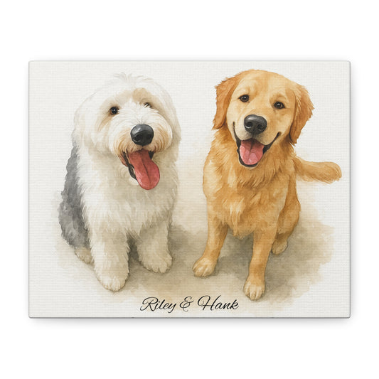 Custom Dog Portraits Using Pet Photo | Personalized Digital Dog Portraits Cat Portraits | Custom Dog Portraits | Custom Pet Memorial Art | Personalized Pet Wall Art on Canvas